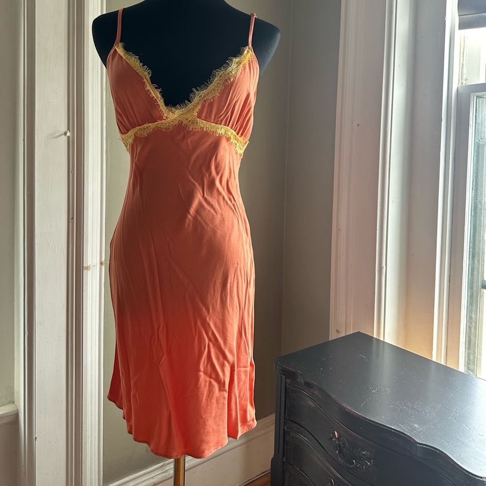 Lace trim mini dress